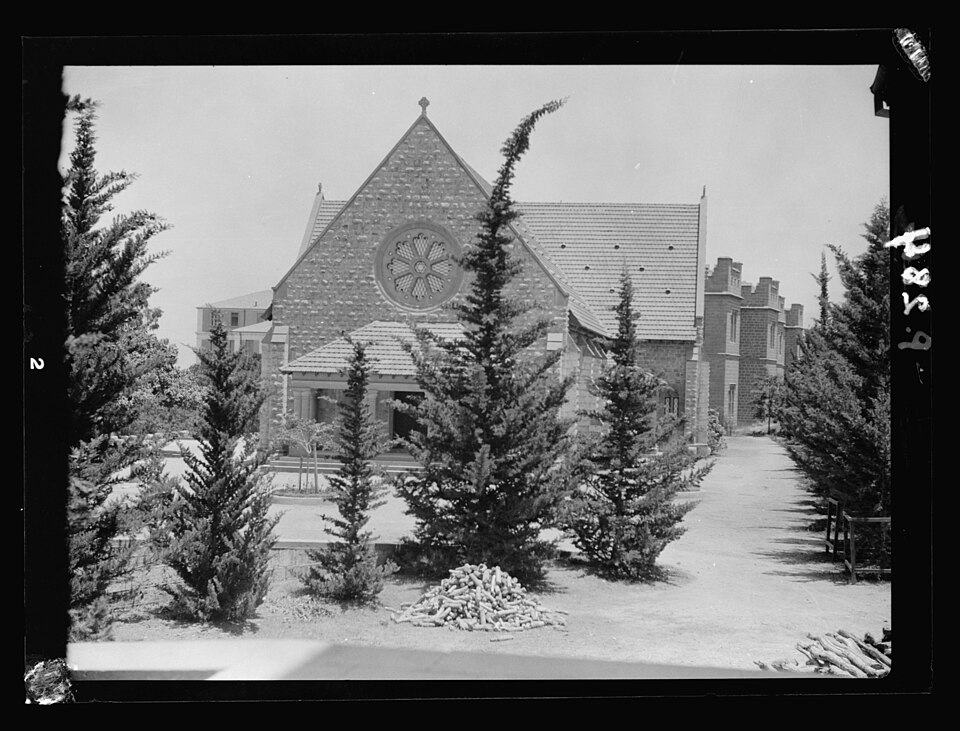 Lebanese Christian chapel at the American University of Beirut surrounded by trees.