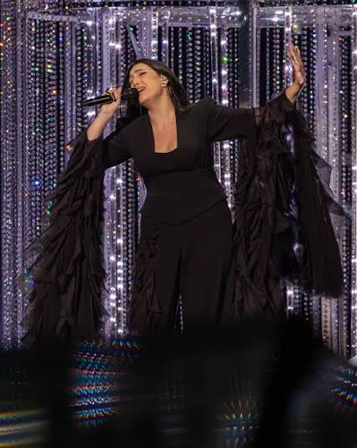 Yuval Raphael on stage at Eurovision