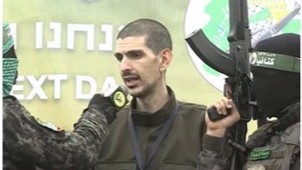 Or Levy in the hands of Hamas terrorists being released from captivity