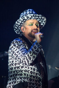 Boy George performs with Culture Club at Wembley Arena in London.