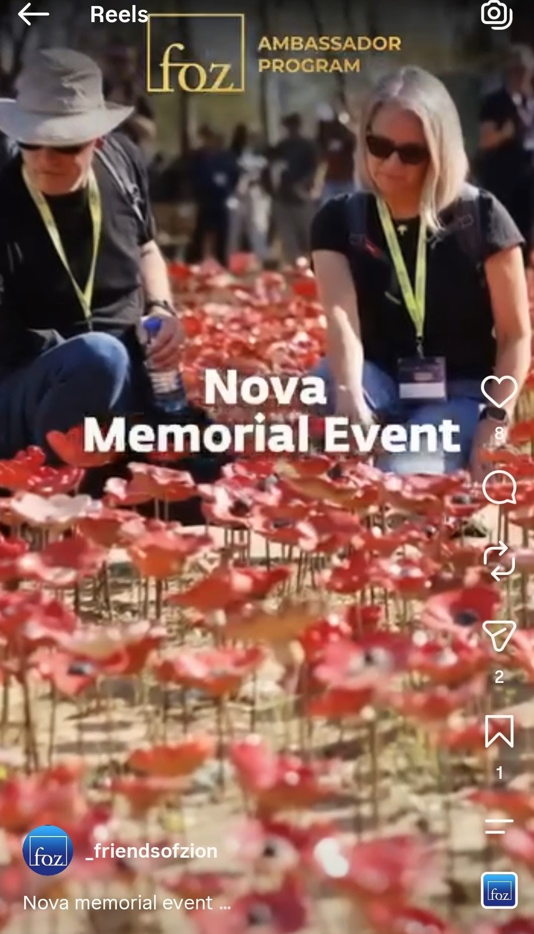 FOZ participants at nova memorial site in kibbutz rein