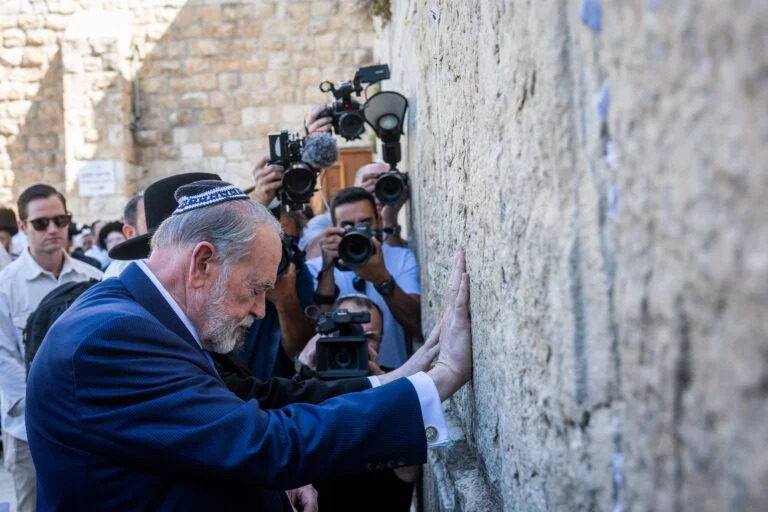 Mike Huckabee prays at the Western Wall, Old City, Jersualem