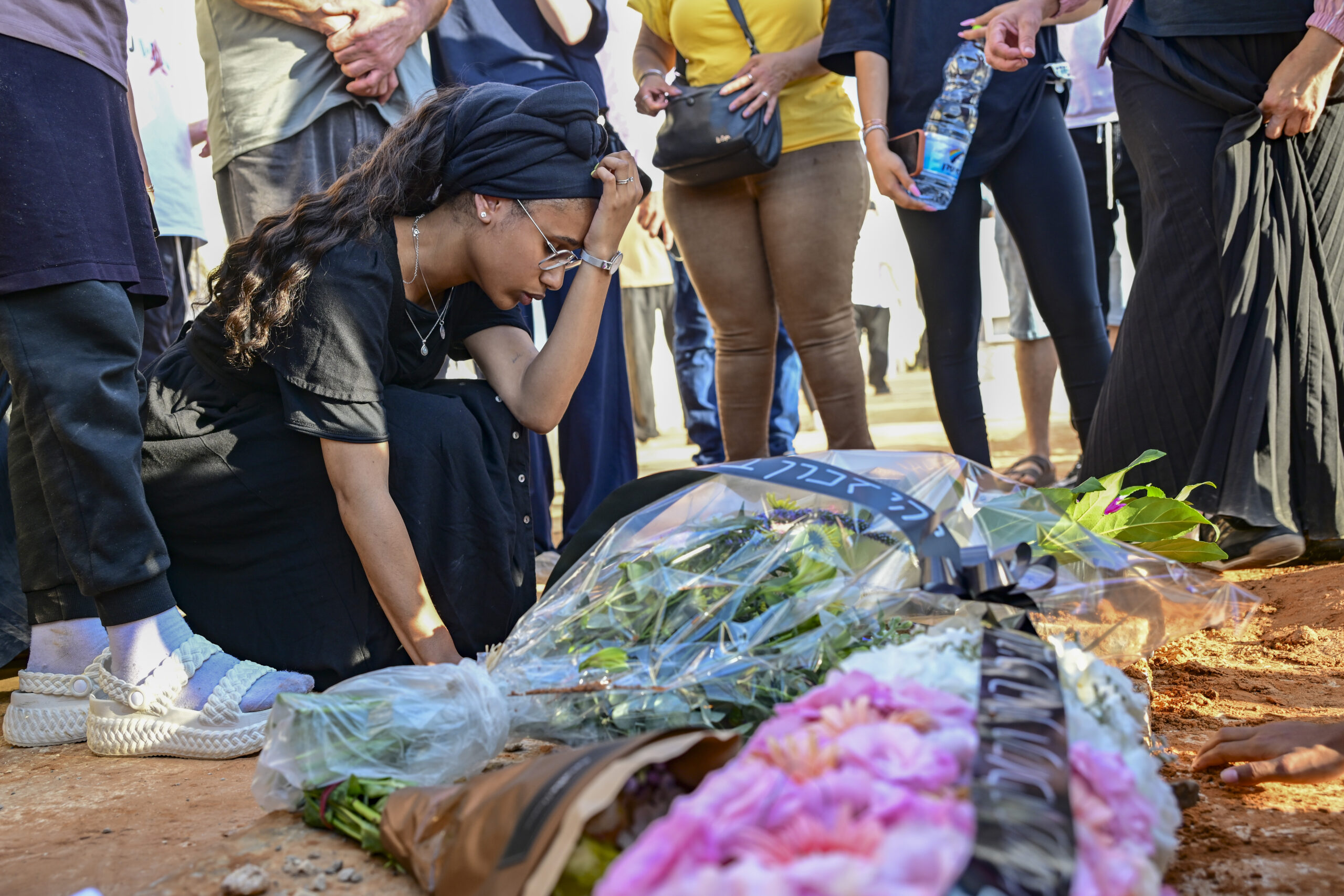 Friends and family attend the funeral of Israeli singer Yishai Levy in Rosh HaAyin.