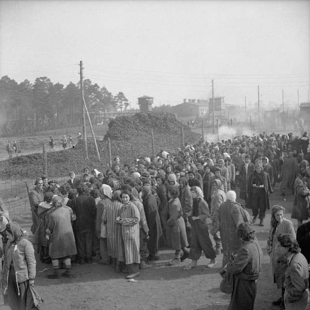 Liberation of Bergen Belsen, April 1945, thousand of prisoners, starving and ill were liberated by British forces.
