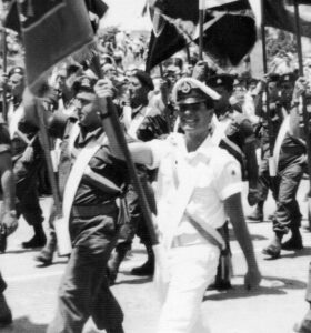 Israeli soldiers marching in an IDF parade in Haifa in 1960