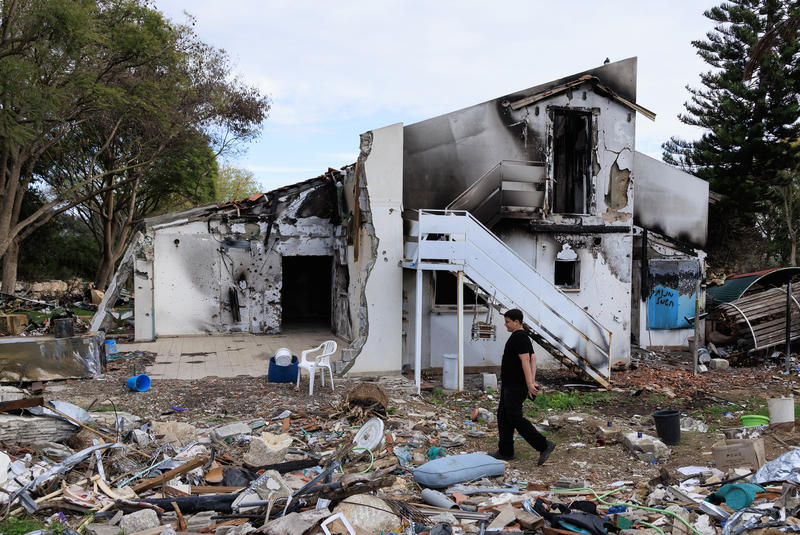 Destruction of a family home in Kibbutz Be'eri, southern Israel, from the massacre on October 7 when thousands of Hamas terrorists infiltrated southern Israel