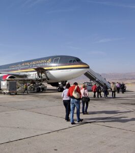 An Airbus aircraft at Aqaba Airport in Jordan.