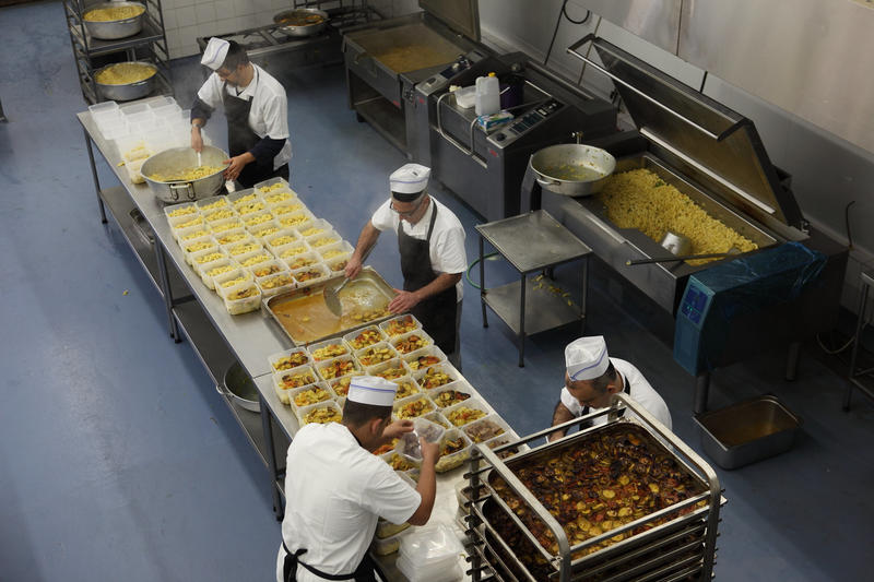 overhead kitchen view of charity soup kitchen in israel