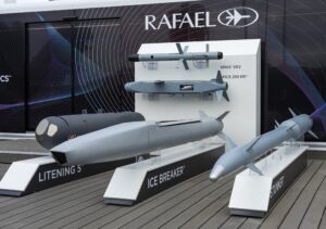 Rafael Advanced Defense Systems display stand with Israeli defense systems at the ILA Berlin Air Show.