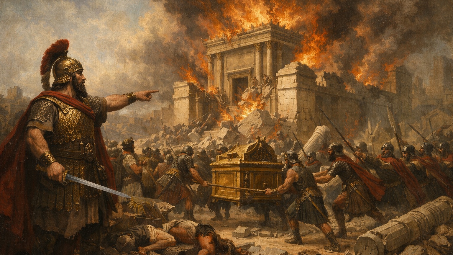 AI illustration of the destruction of the FIrst Temple on 9th of Av