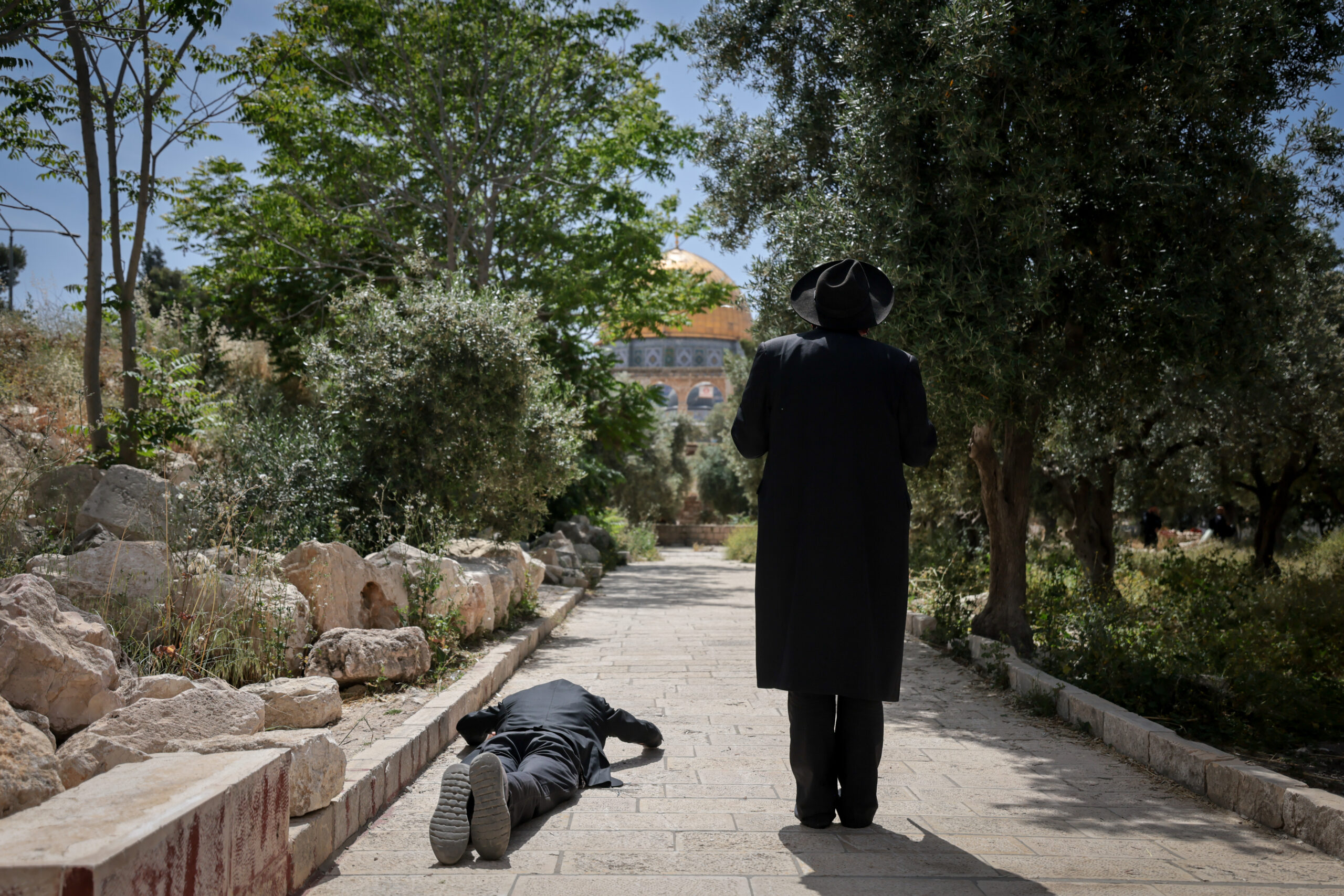 Orthodox Jews pray on the Temple Mount in Jerusalem’s Old City.