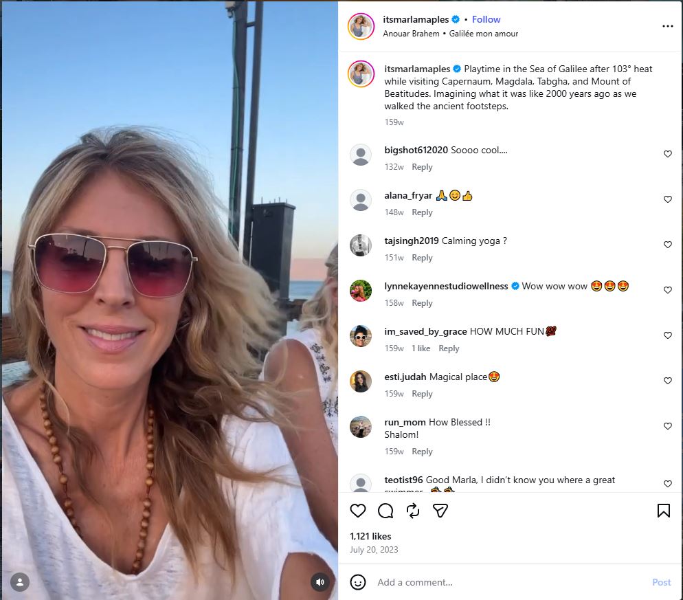 Marla Maples at the Sea of Galillee in Israel