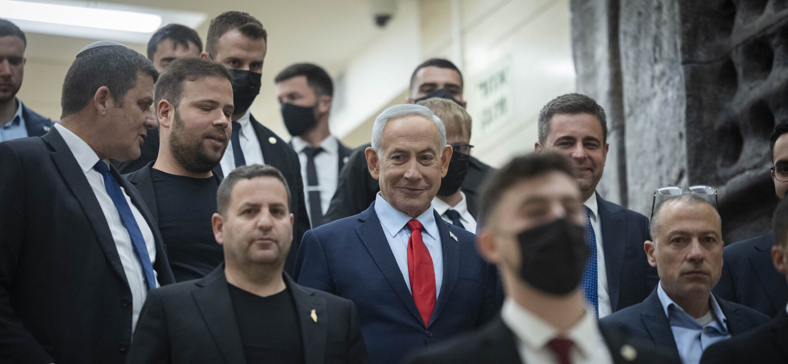 Prime Minister Benjamin Netanyahu walks outside his office at the Knesset.