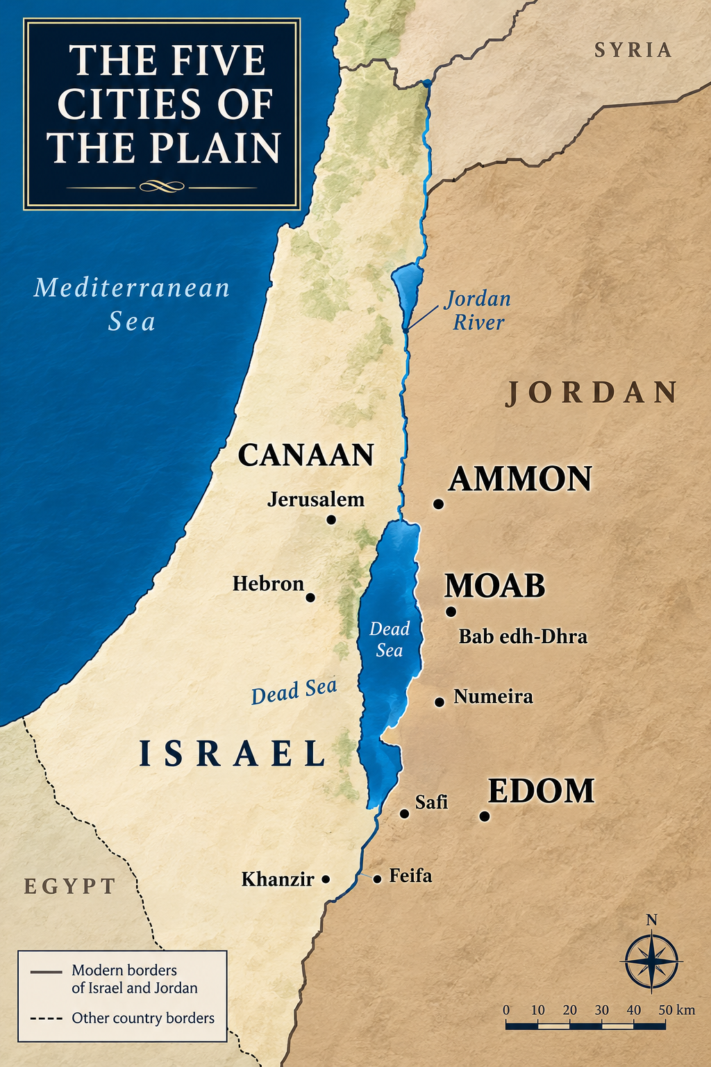 map of the five cities of the plain, dead sea, Sodom and Gomorrah