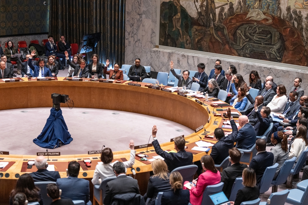 Members of UN Security Council vote on anti Israel ammendment March, 20, New York