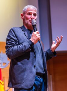 Yair Golan speaks at a Democrats party assembly as the party seeks to disqualify Jewish Power from the Knesset election.