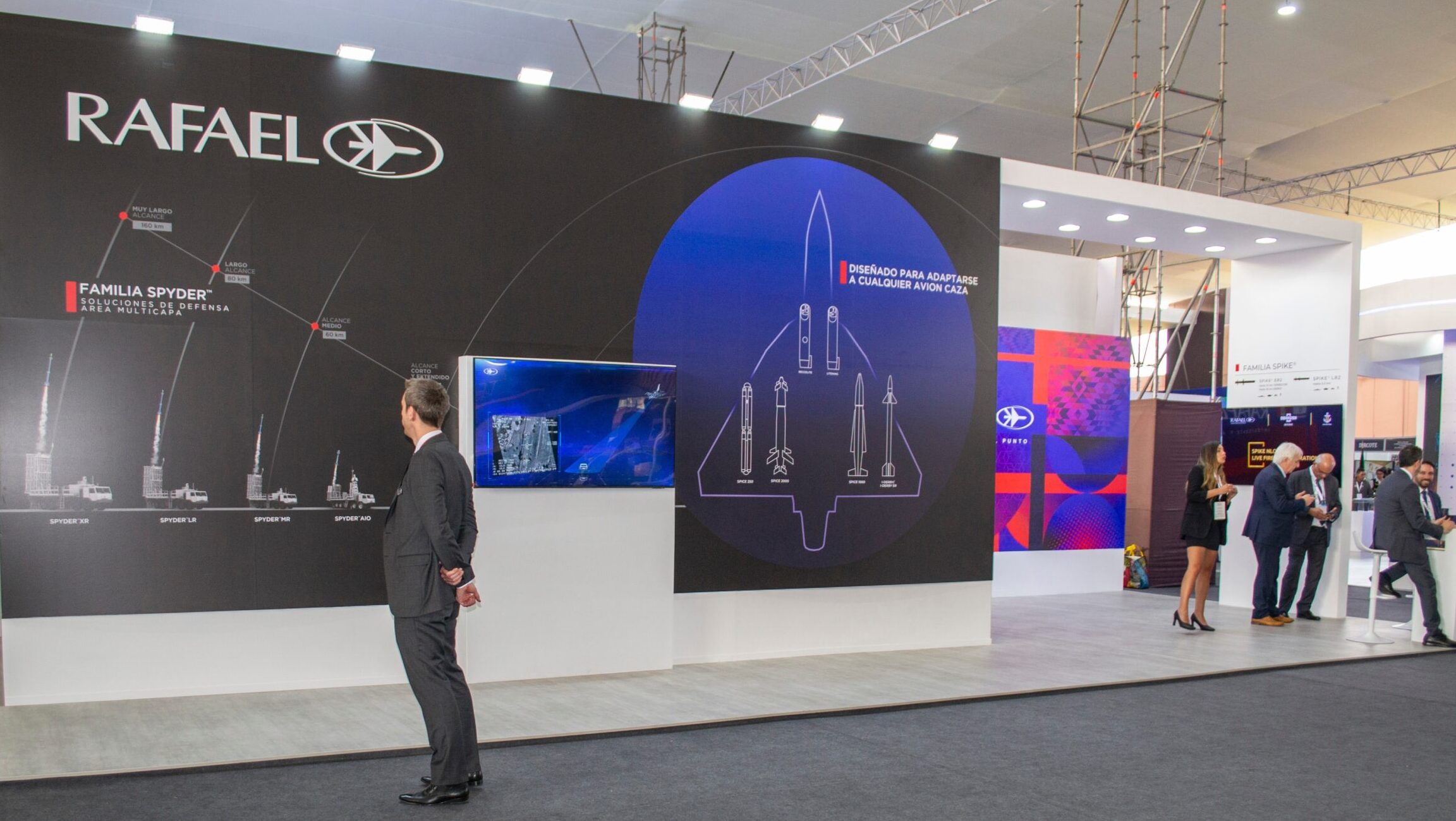 Rafael Advanced Defense Systems exhibition stand at a defense event in Lima, Peru.