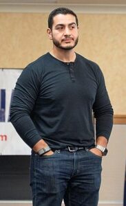 Abdul El-Sayed speaks to voters during a meet-and-greet event at Michigan Technological University.