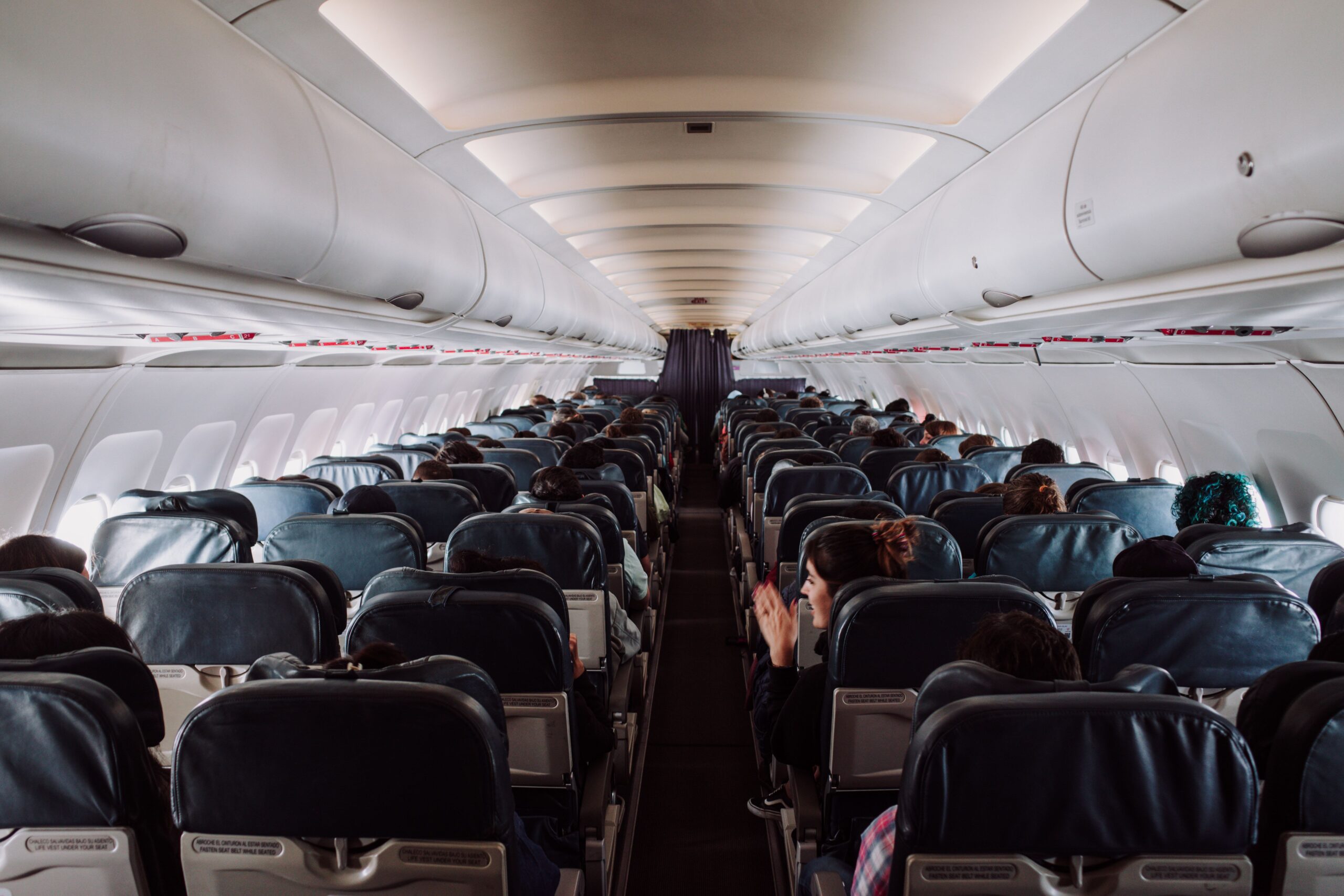 Illustrative: inside of a plane at sunrise