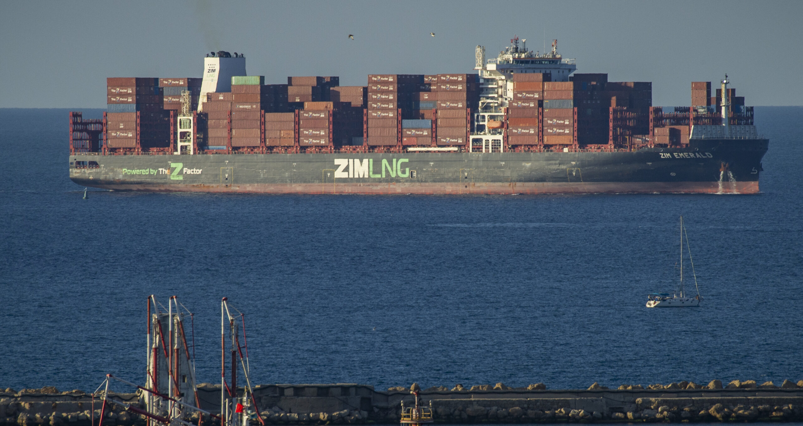 Cargo ships are seen outside the port of Haifa in northern Israel.
