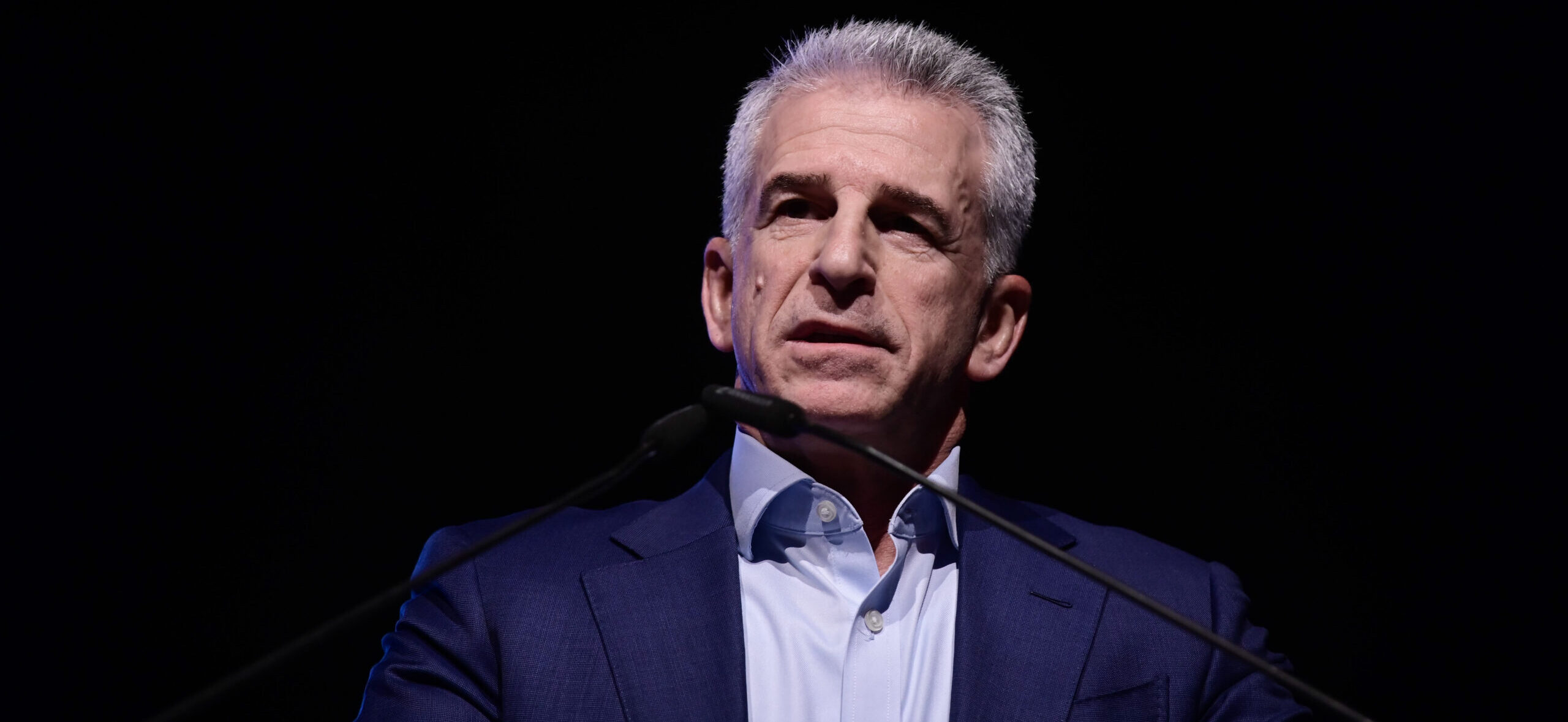 Mossad chief David Barnea speaks at the Institute for National Security Studies conference in Tel Aviv.