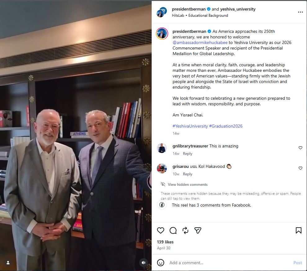 Mike Huckabee with Ari Berman, Yeshiva University