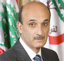 Samir Geagea, head of the Lebanese Forces party, in an official portrait.
